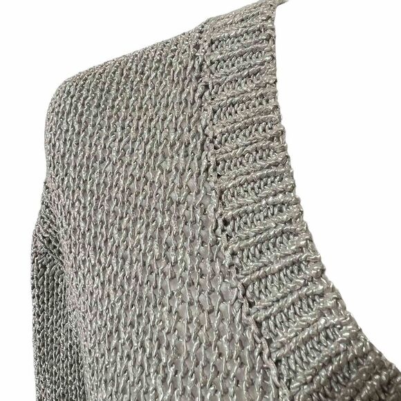 CLUB MONACO crew neck sweater loose knit metallic gray silver Sz Small - Picture 2 of 12